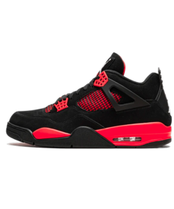 Air Jordan 4 Red Thunder Negras y Rojas, vista lateral