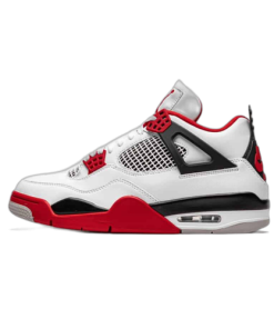 Air Jordan 4 Fire Red Blancas y Rojas, vista lateral